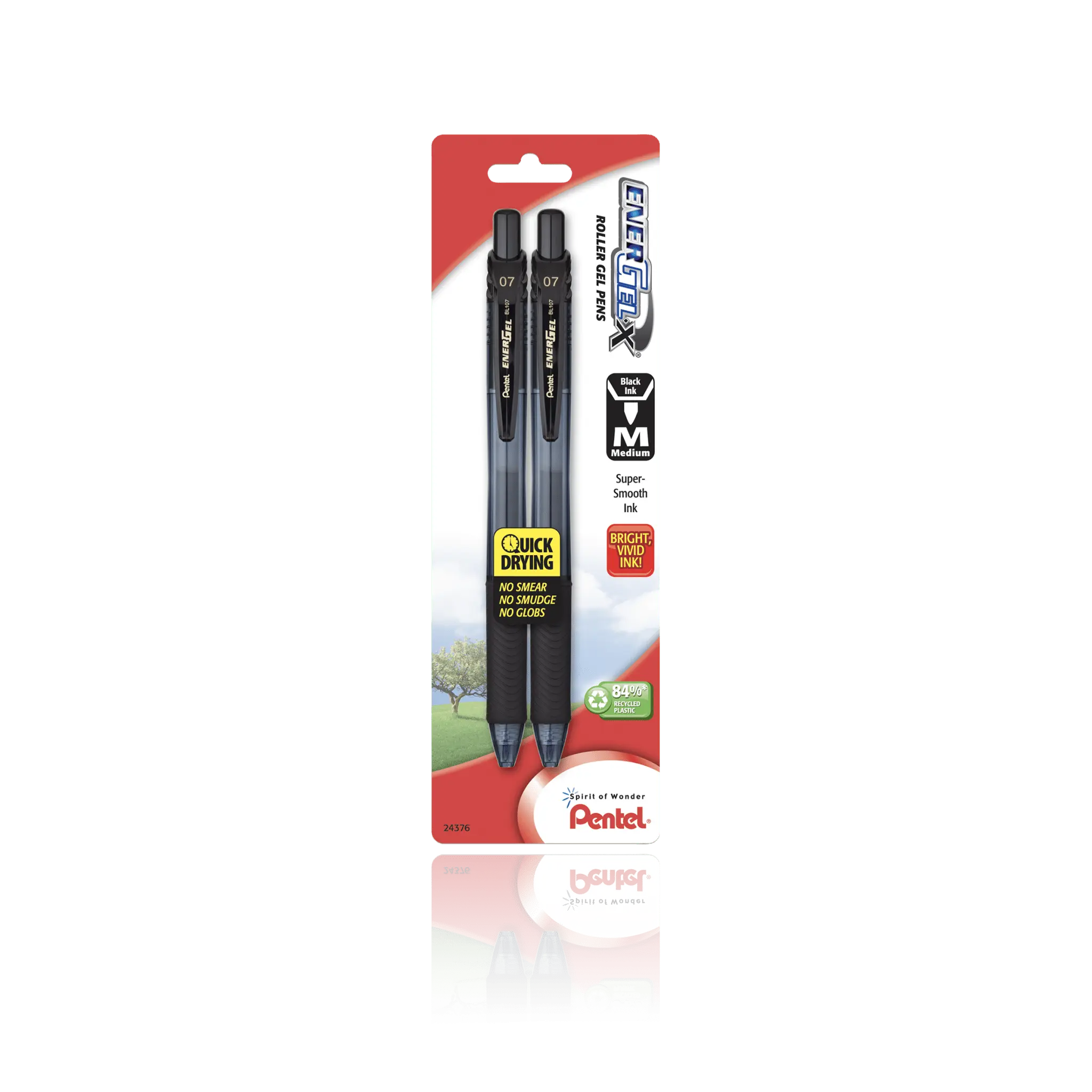 EnerGel - X RollerGel Pen Medium Line, Metal Tip, 2 Pack - Pentel of America, Ltd.