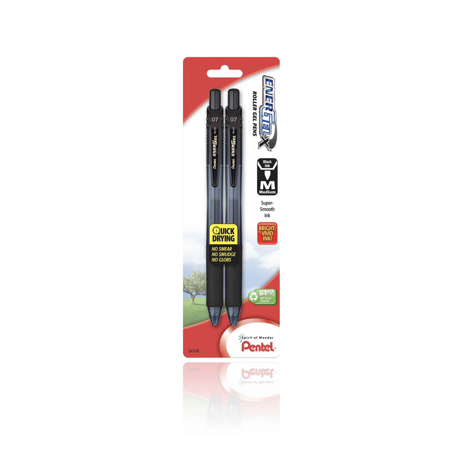 EnerGel - X RollerGel Pen Medium Line, Metal Tip, 2 Pack - Pentel of America, Ltd.