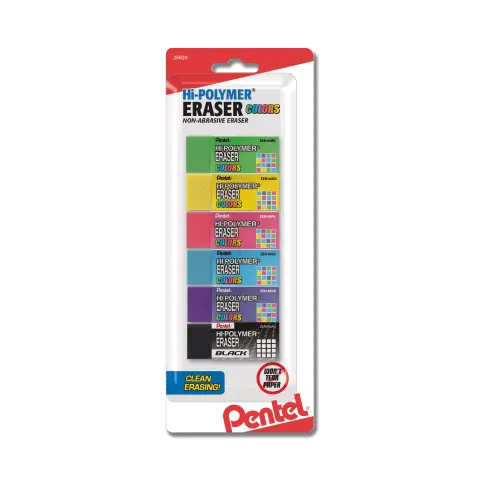 Hi - Polymer Eraser Colors - Assorted 6 - Pack - Pentel of America, Ltd.