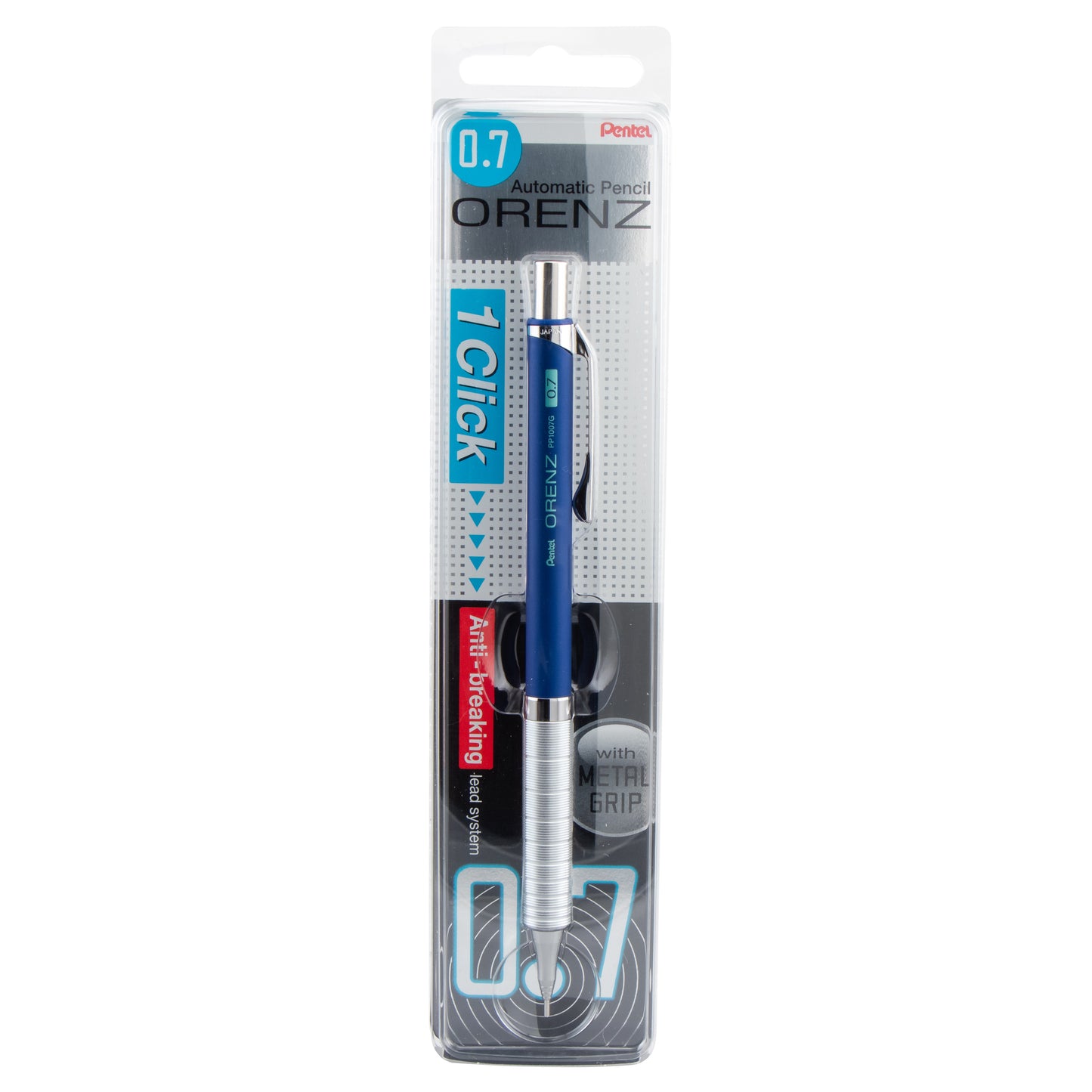 Pentel Arts Orenz Deluxe 1-Click Drafting Pencil, (0.7mm) Medium line, Blue Barrel