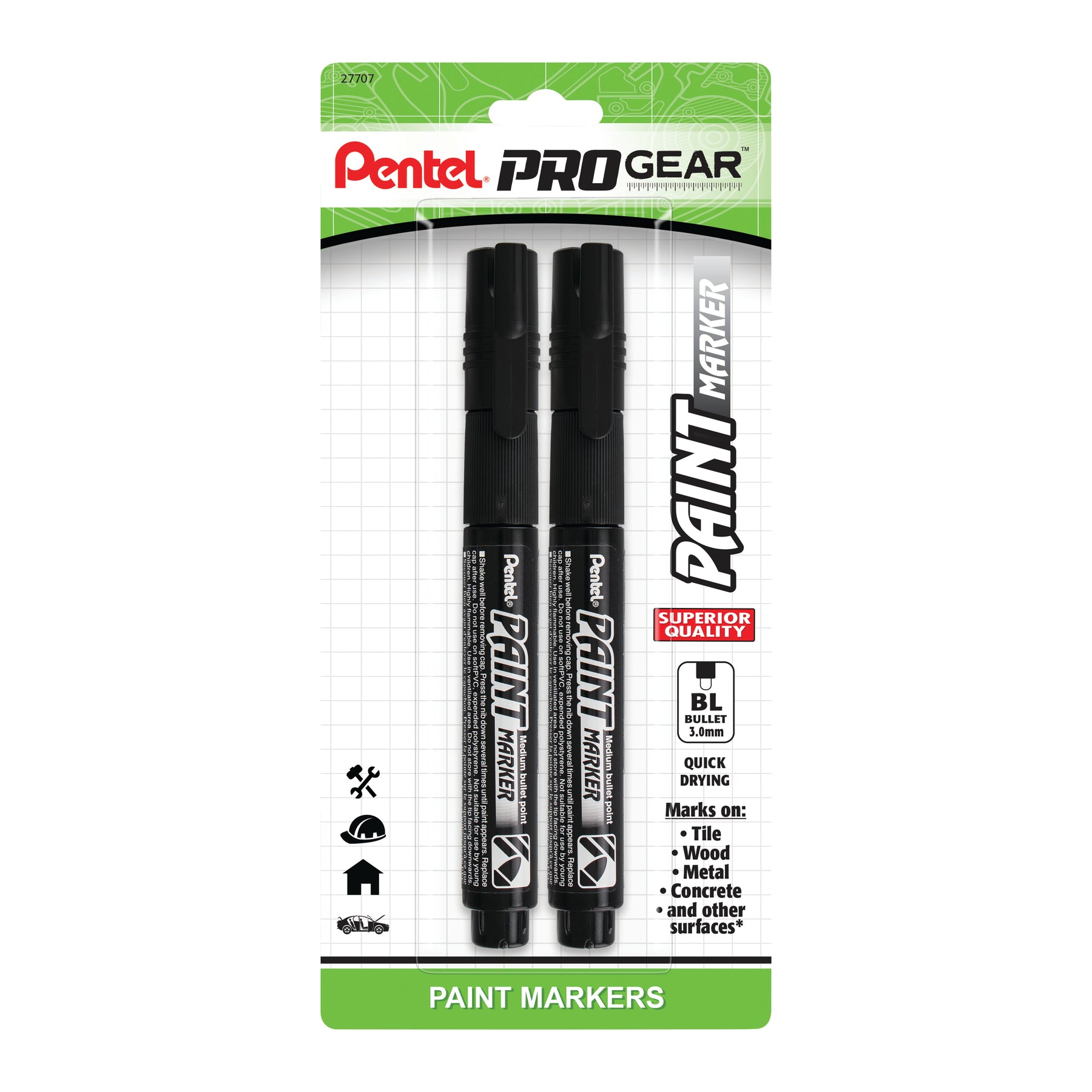Pentel ProGear Paint Marker, Black Ink, 2-pks — Pentel of America, Ltd.