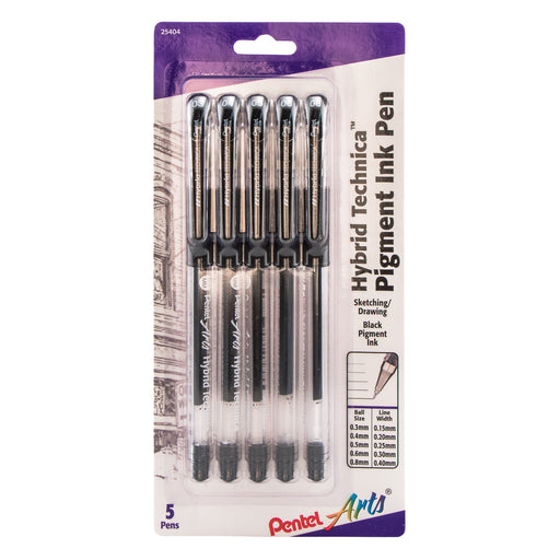 Pentel Arts Pointliner Pen, Assorted 5-pk