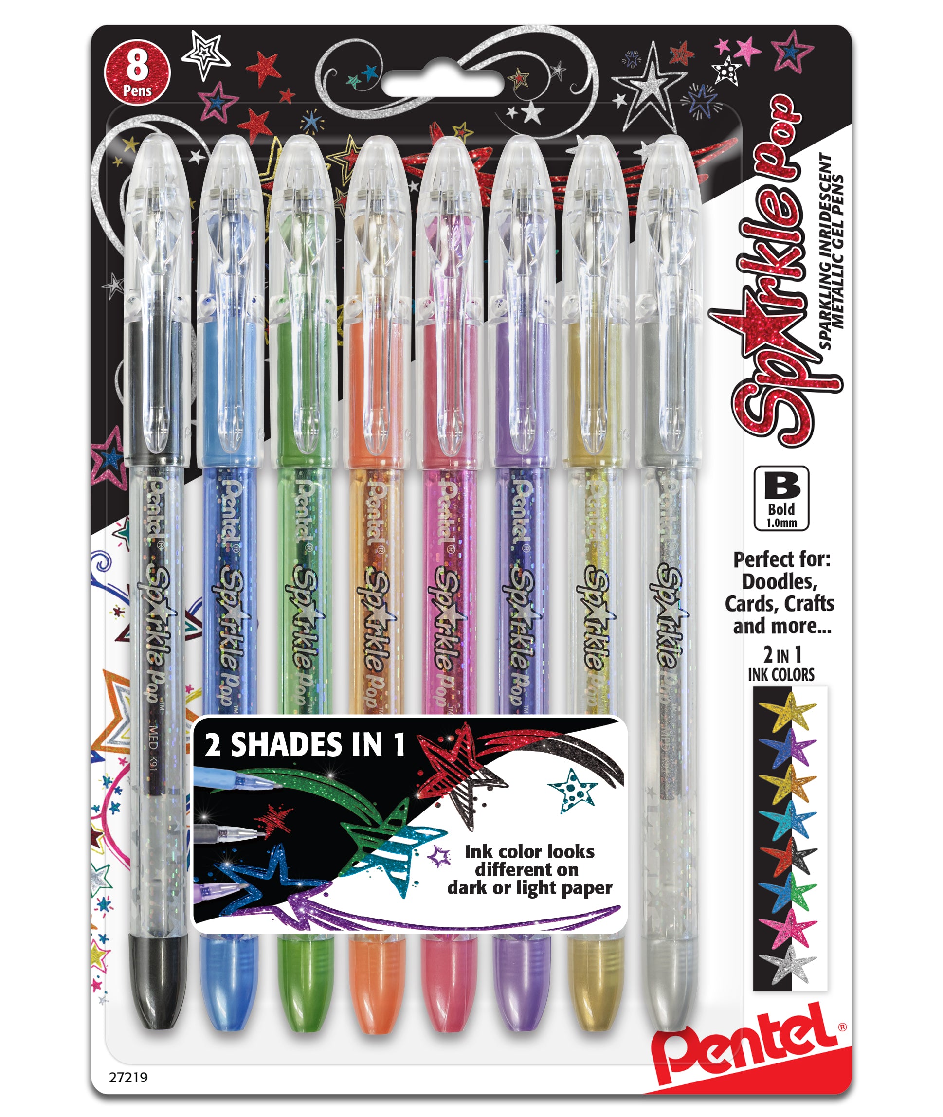 Sparkle Ink Sparkle Pop Metallic Gel Pen, (1.0mm) Bold Line, Assorted Ink 8-Pk ...