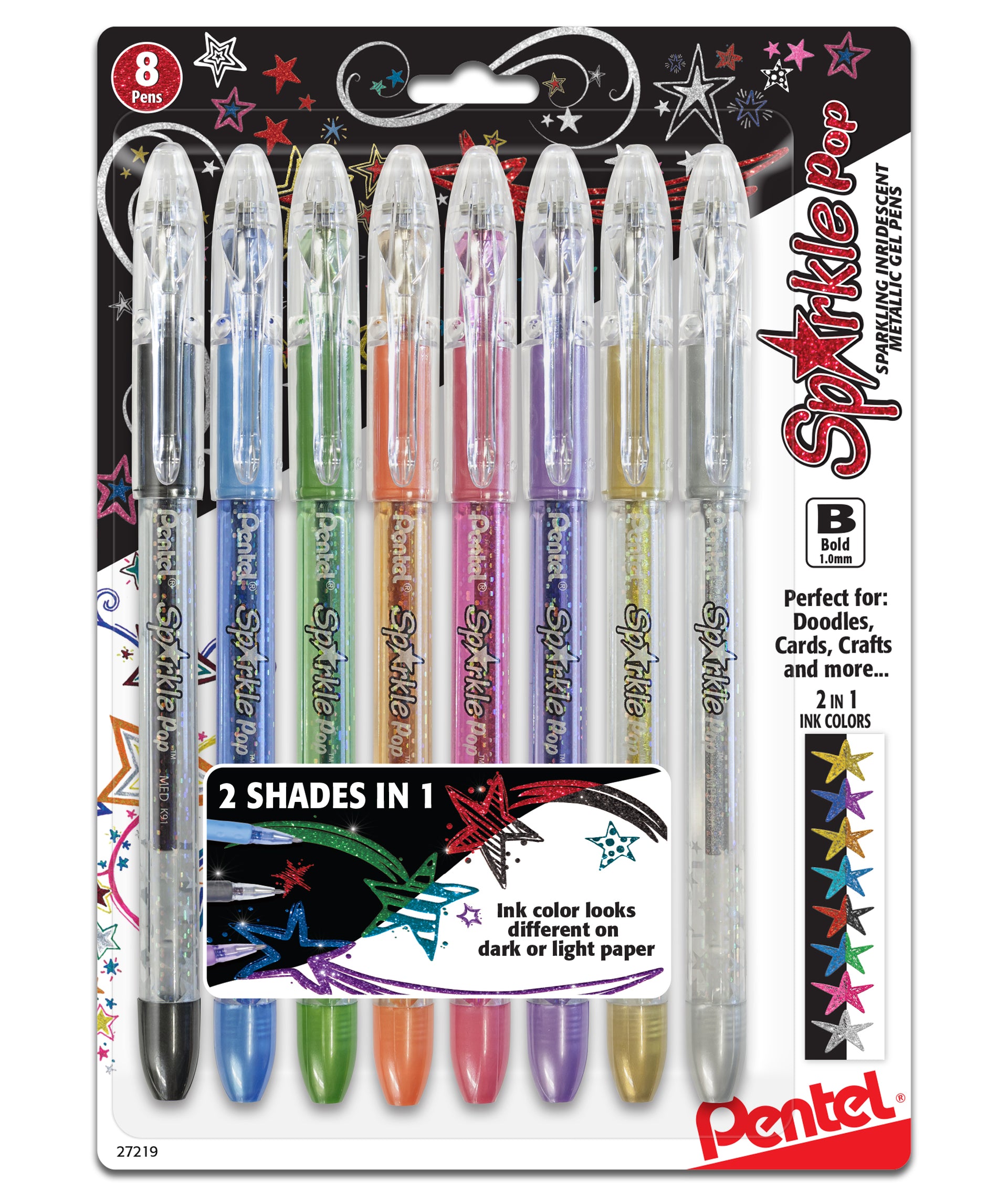 Pentel WOW Sparkle Gel Pens Medium Point 0.7 mm Assorted Barrels Assorted  Ink Colors Pack Of 8 - Office Depot