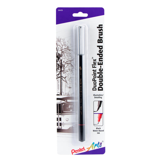Pentel Arts DuoPoint Flex Double-Ended Brush, Black Ink, 1-Pk