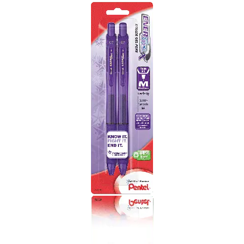 PANCAN Edition EnerGel - X Liquid Gel Pen Medium Line, Metal Tip - Violet Ink - 2 - pk - Pentel of America, Ltd.