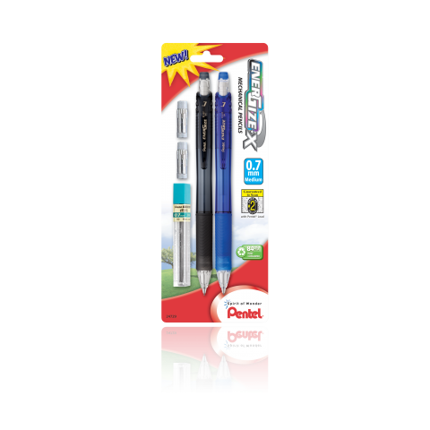 EnerGize-X™ Mechanical Pencils - Assorted 2 Pack with Lead Refill & 2 Erasers