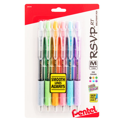 RSVP RT Pastel Barrel Ballpoint Pen - Assorted 6-pack