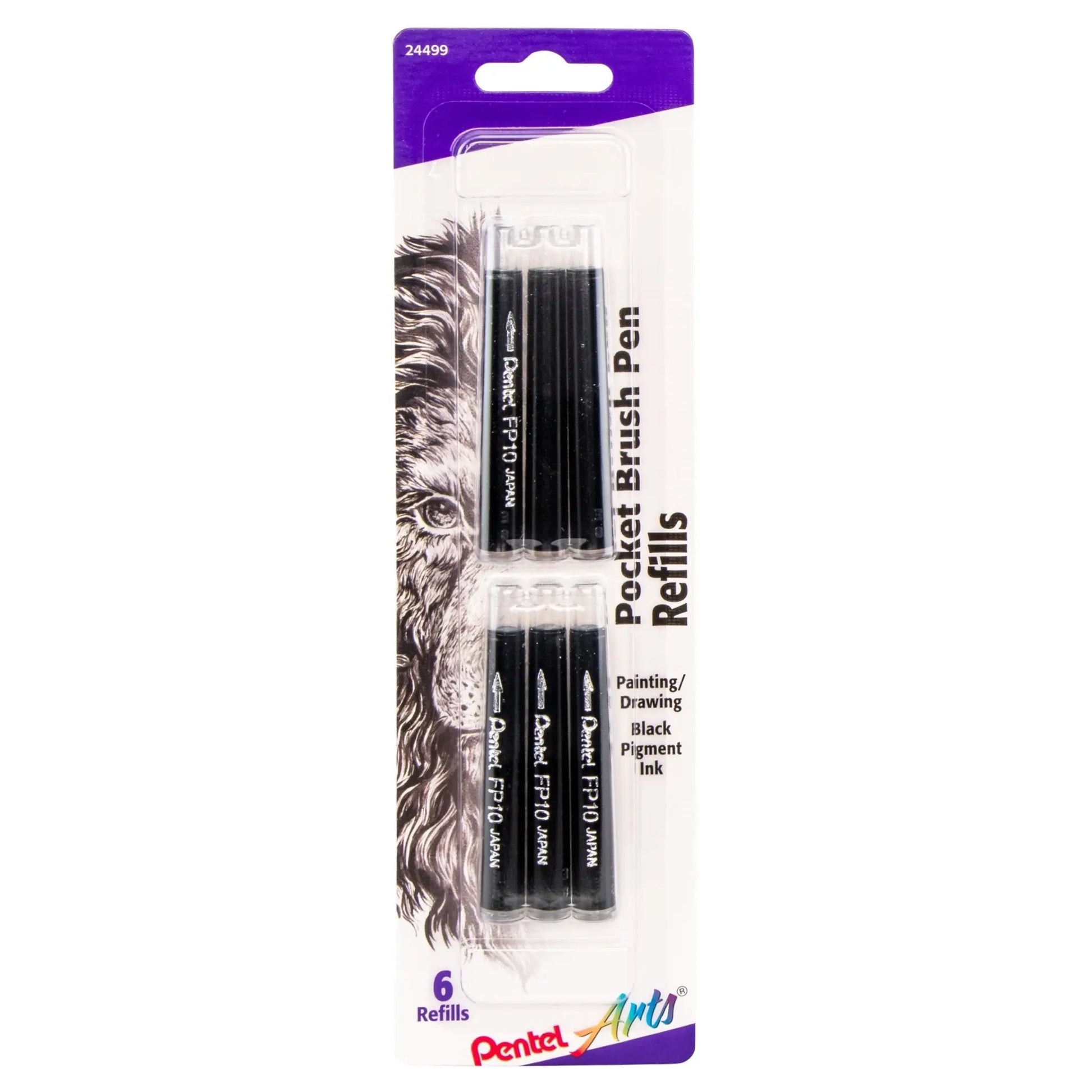 Pocket Brush Pen Refills Black Pack Pentel of America,