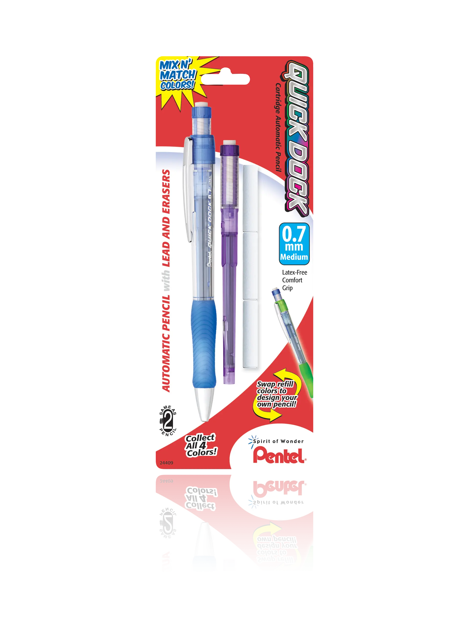 Quick Dock™ COLORS Mechanical Pencil with Refill Lead and Erasers