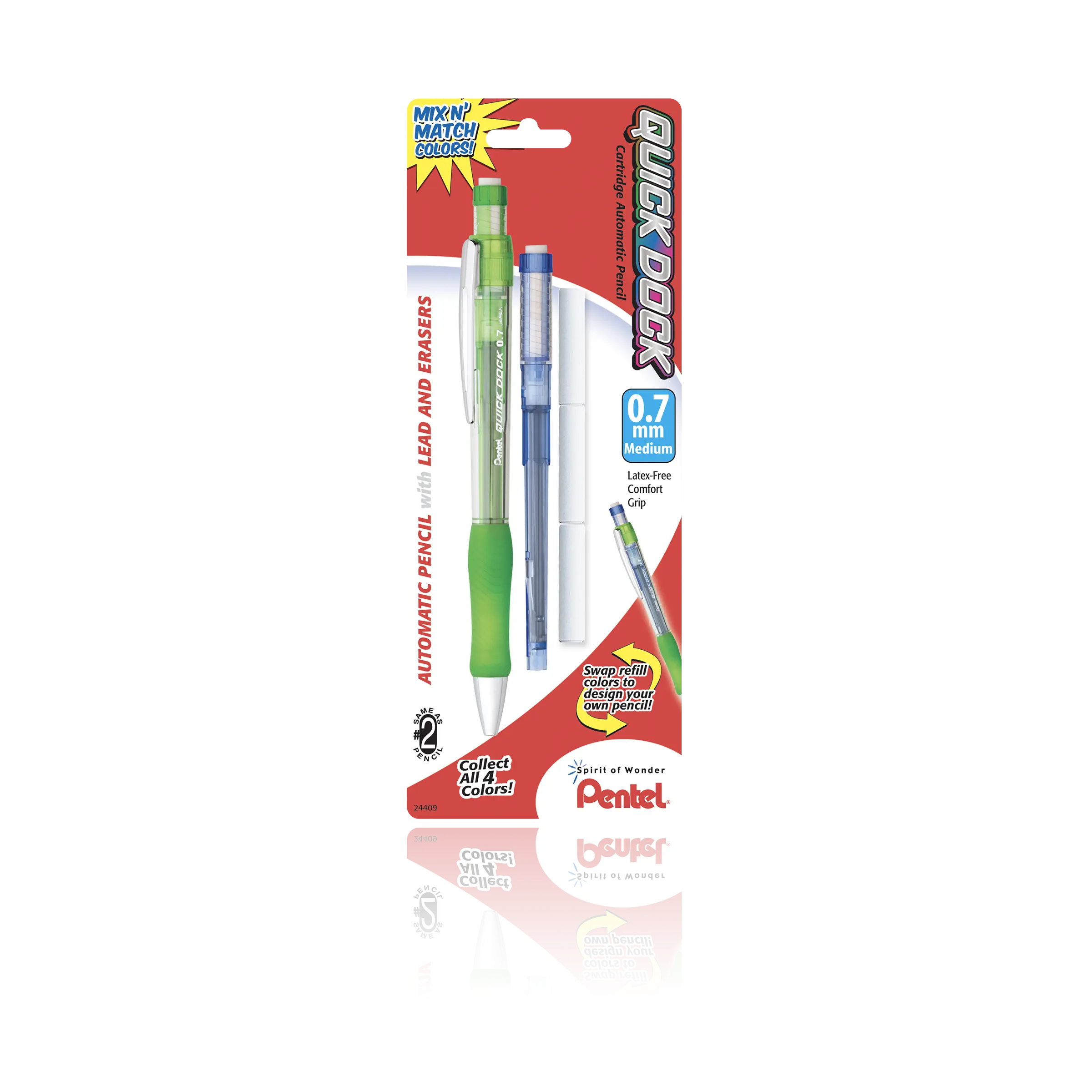 Quick Dock™ COLORS Mechanical Pencil with Refill Lead and Erasers