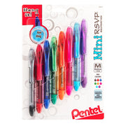 RSVP Mini Ballpoint Pen, (1.0mm) Medium Line, Assorted Ink (A/B/C/D/F/P/S/V) w/ Key Ring, 8 - Pk - Pentel of America, Ltd.