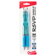 Two medium point ballpoint pens with sky blue ink, featuring a transparent blue barrel and comfortable grip, designed for premium smooth writing experience.