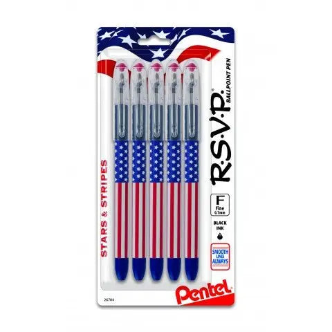 Stars & Stripes RSVP Ballpoint Pens, 5 Pack | Pentel.com – Pentel