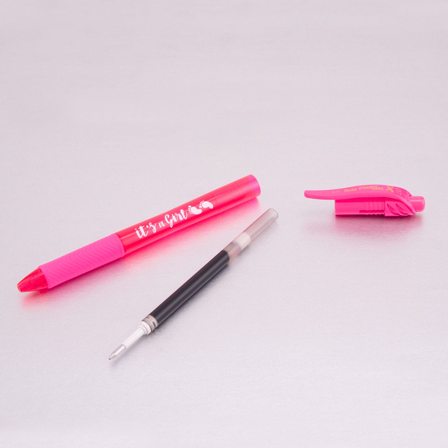 It's a Girl! - EnerGel-X Retractable Gel Pen, (0.7mm) Med. line, black Ink Dozen Box