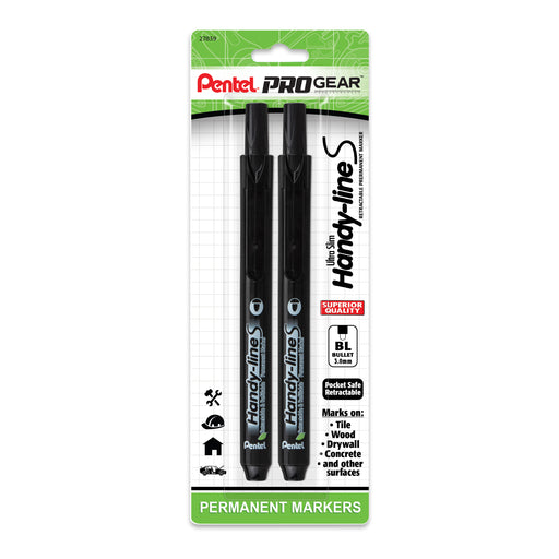 Pentel ProGear Handy-lineS Permanent Marker - Black 2-pk