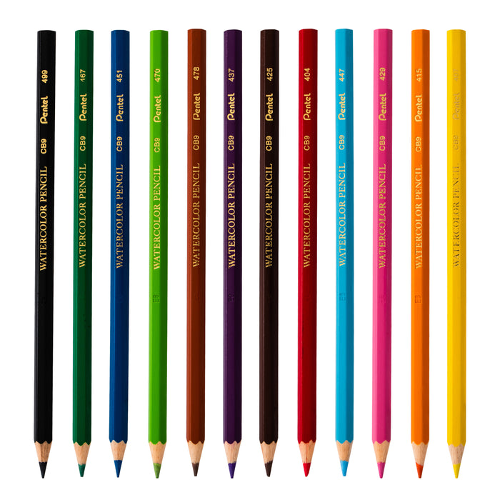 Pentel Arts Watercolor Pencil Set - Assorted Colors, 12-Pack