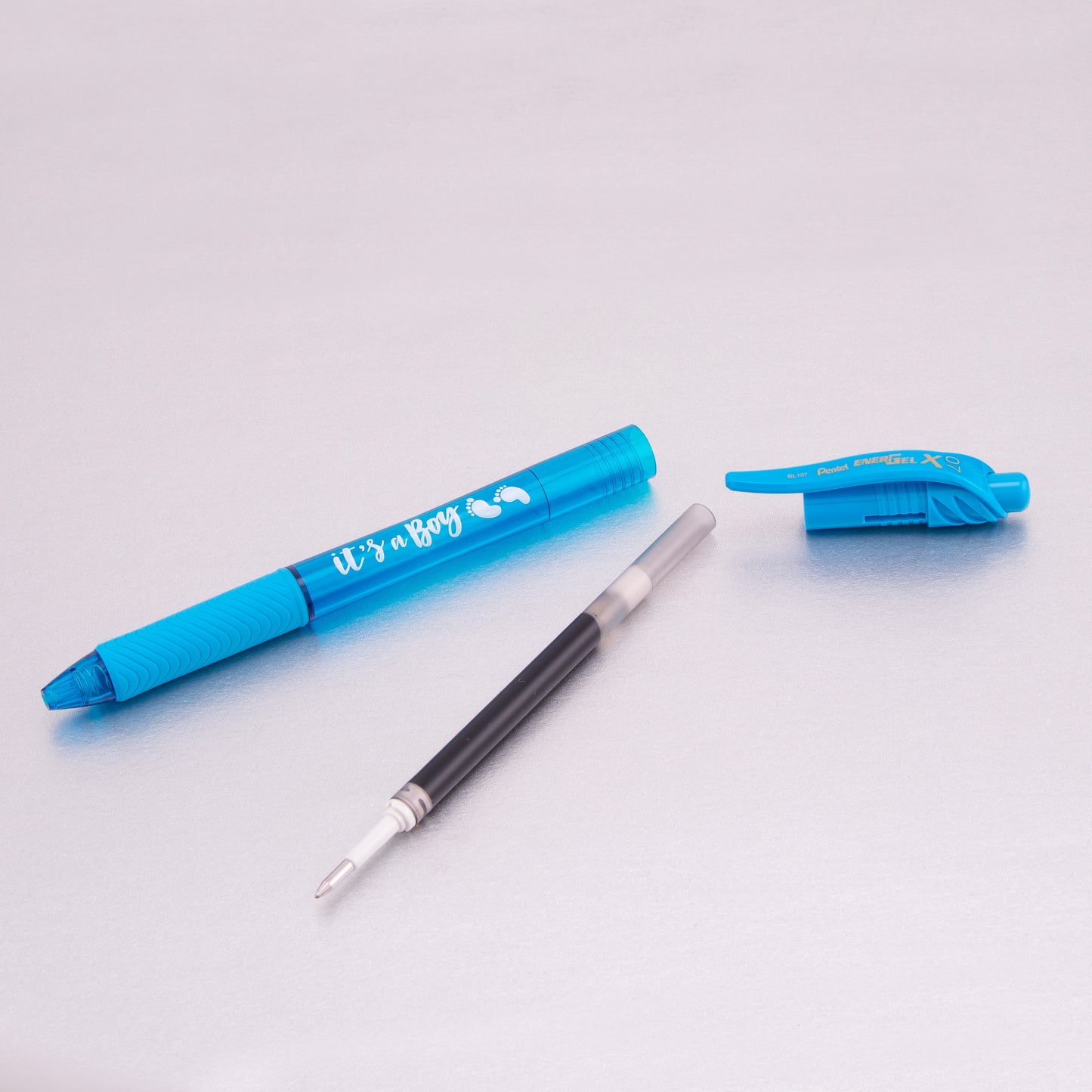 It's a Boy! - EnerGel-X Retractable Gel Pen, (0.7mm) Med. line, black Ink Dozen Box