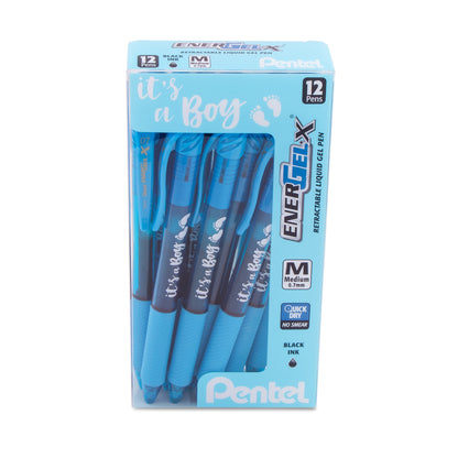 It's a Boy! - EnerGel-X Retractable Gel Pen, (0.7mm) Med. line, black Ink Dozen Box