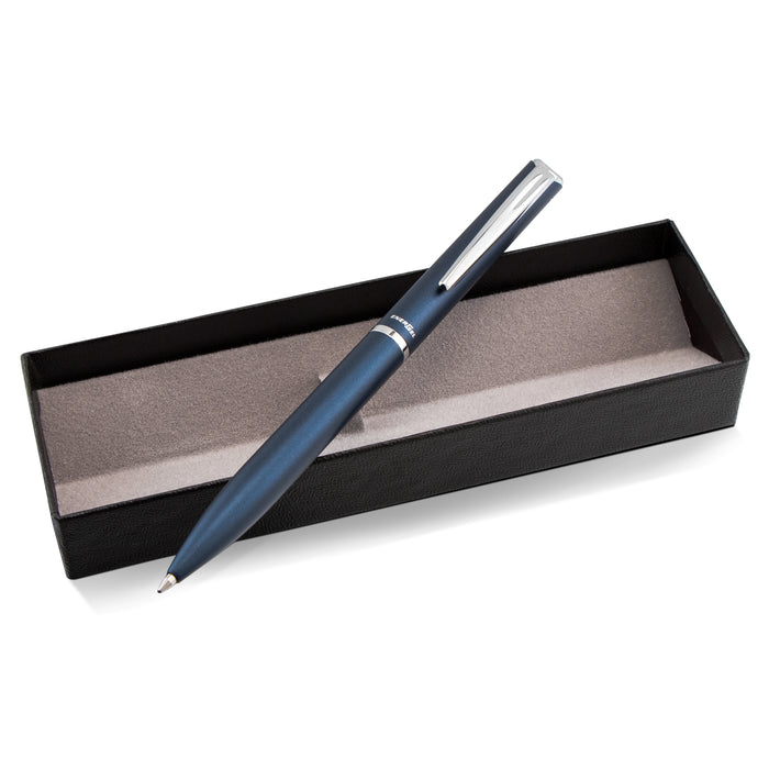 EnerGel Style Gel Pen, (0.7mm) Medium Line, Dark Blue barrel, Black Ink, Gift Box